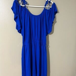 Express Blue Flutter Sleeve Sundress